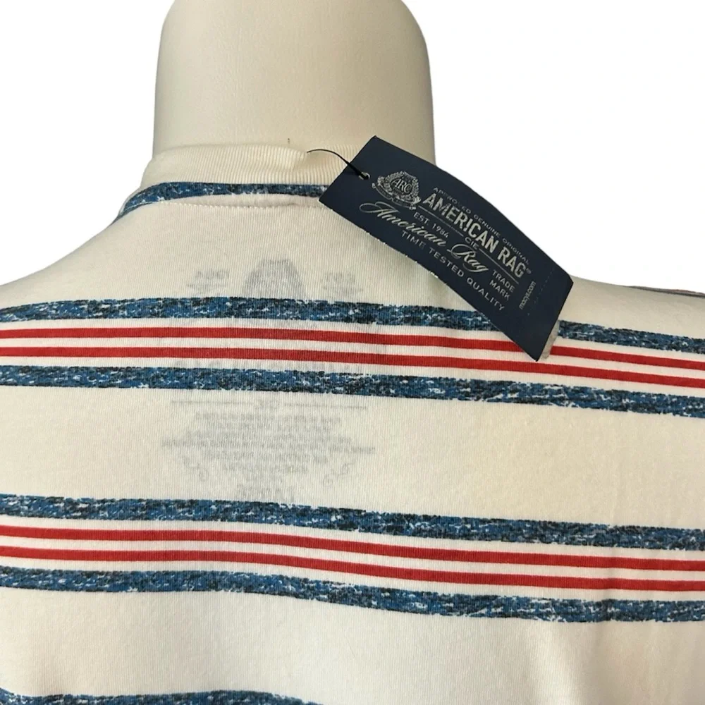 American Rag White Red Striped Shirt NWT sz L - Picture 5 of 8